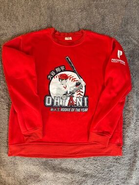 Shohei Ohtani Red 'Rookie of the Year' Graphic Sweatshirt
